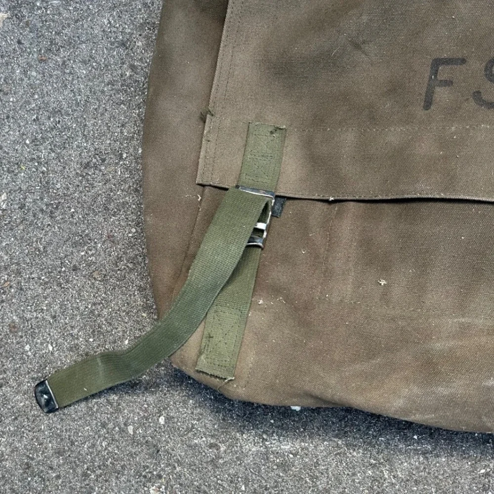 Vintage Military Canvas Rucksack FSS Stencil Olive Drab Field Bag Backpack